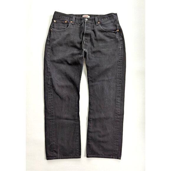 Levis 501 Original Fit Jeans Straight Leg Button Fly 100% Cotton Blue Black - Picture 3 of 13